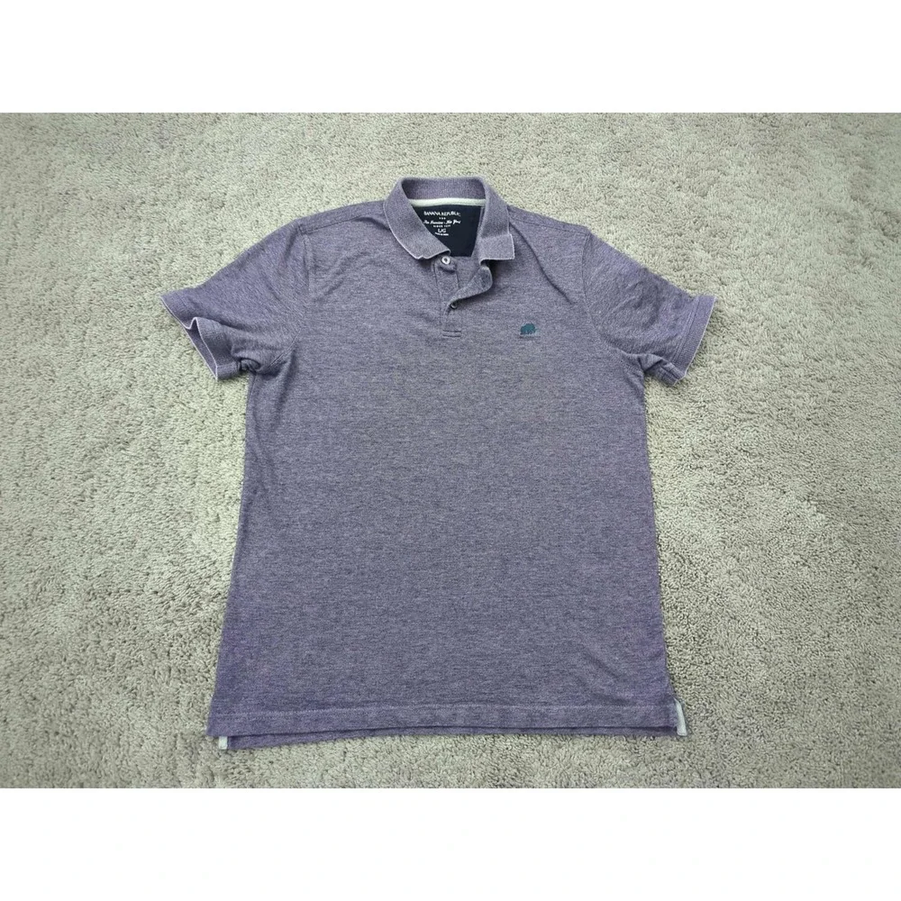 Banana Republic Polo Shirt‎ Mens Large Purple Short Sleeve Logo